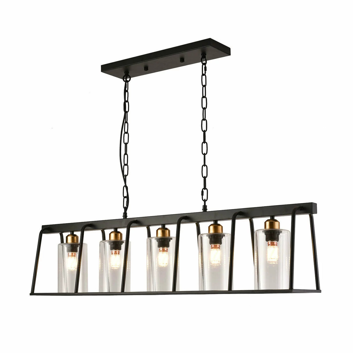 Black Modern Farmhouse Five Light Ceiling Lamp