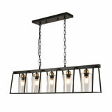 Black Modern Farmhouse Five Light Ceiling Lamp