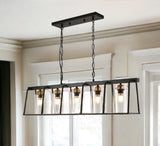 Black Modern Farmhouse Five Light Ceiling Lamp