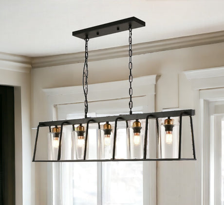 Black Modern Farmhouse Five Light Ceiling Lamp