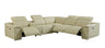 Light Gray Italian Leather Power Reclining U Shaped Six Piece Corner Sectional With Console