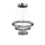 28" Silver Chrome Geometric Stacking Rings LED Chandelier