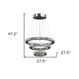 28" Silver Chrome Geometric Stacking Rings LED Chandelier