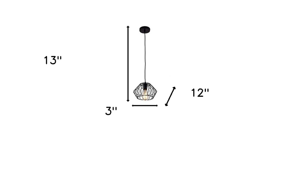 Black Metal Cage Modern Hanging Pendant Light