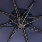 12' Navy Blue Polyester Round Tilt Cantilever Patio Umbrella With Stand