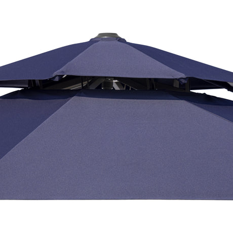 12' Navy Blue Polyester Round Tilt Cantilever Patio Umbrella With Stand