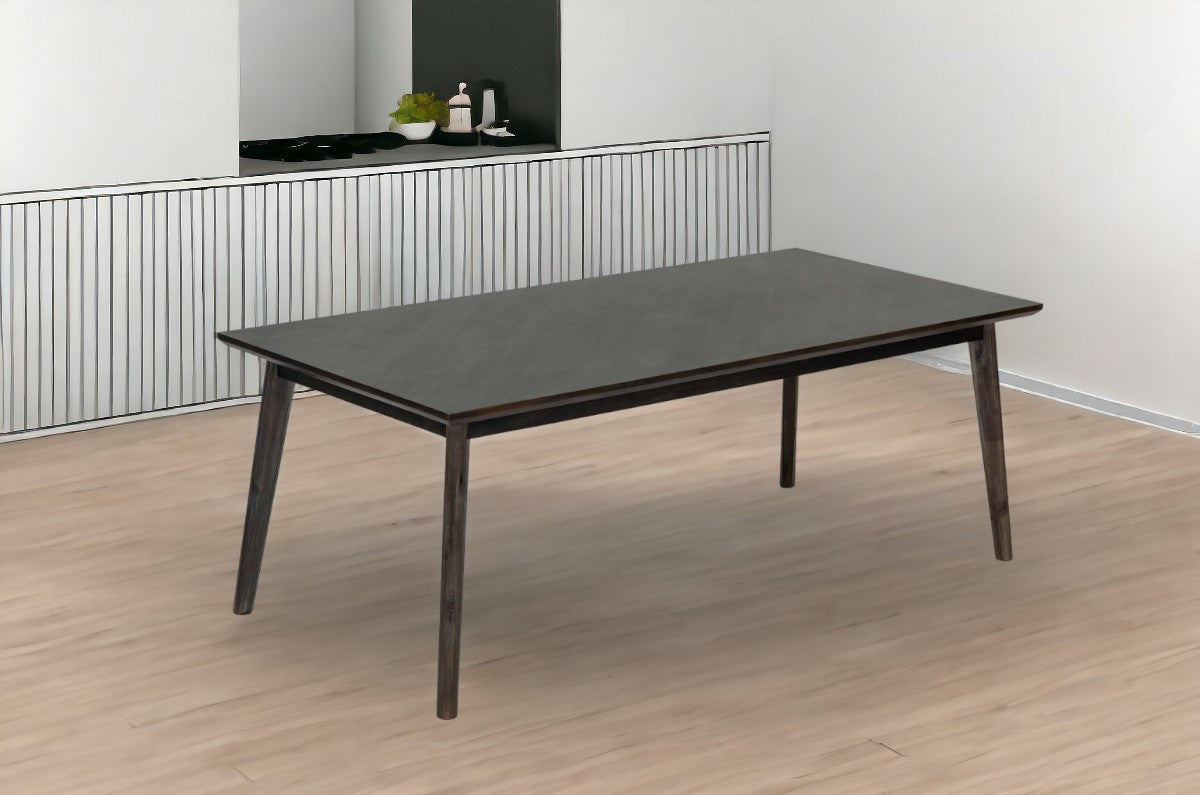 87" Black And Rose Gold Rectangular Dining Table