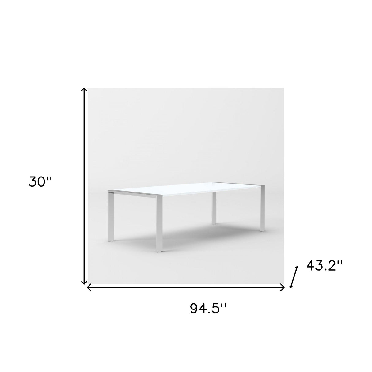 95" White And Chrome Rectangular Manufactured Wood And Stainless Steel Dining Table