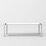 95" White And Chrome Rectangular Manufactured Wood And Stainless Steel Dining Table