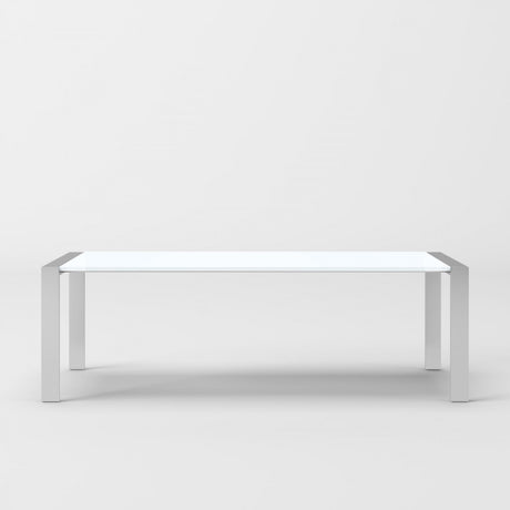 95" White And Chrome Rectangular Manufactured Wood And Stainless Steel Dining Table