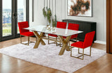 Clear And Gold Rectangular Glass And Stainless Steel Dining Table