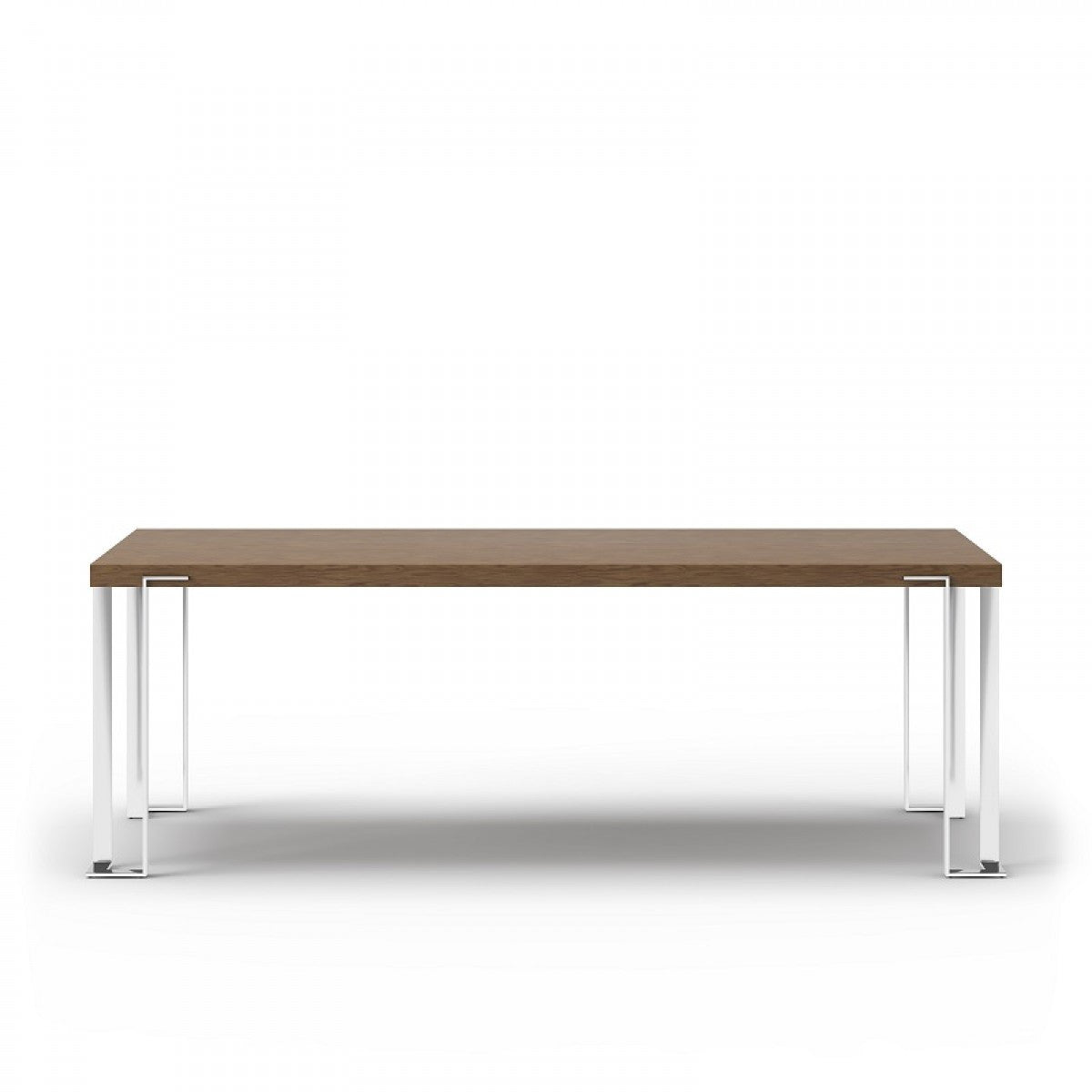 95" Walnut And Chrome Rectangular Manufactured Wood And Stainless Steel Dining Table