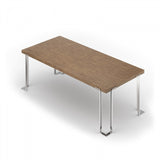 95" Walnut And Chrome Rectangular Manufactured Wood And Stainless Steel Dining Table