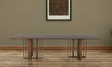 118" Walnut And Brass Rectangular Manufactured Wood And Stainless Steel Dining Table