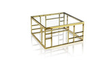 40" Gold And Clear Glass Square Coffee Table