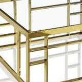 40" Gold And Clear Glass Square Coffee Table