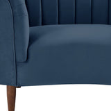 52" Blue Velvet And Black Striped Arm Chair