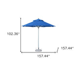 13' Blue Polyester Round Market Patio Umbrella
