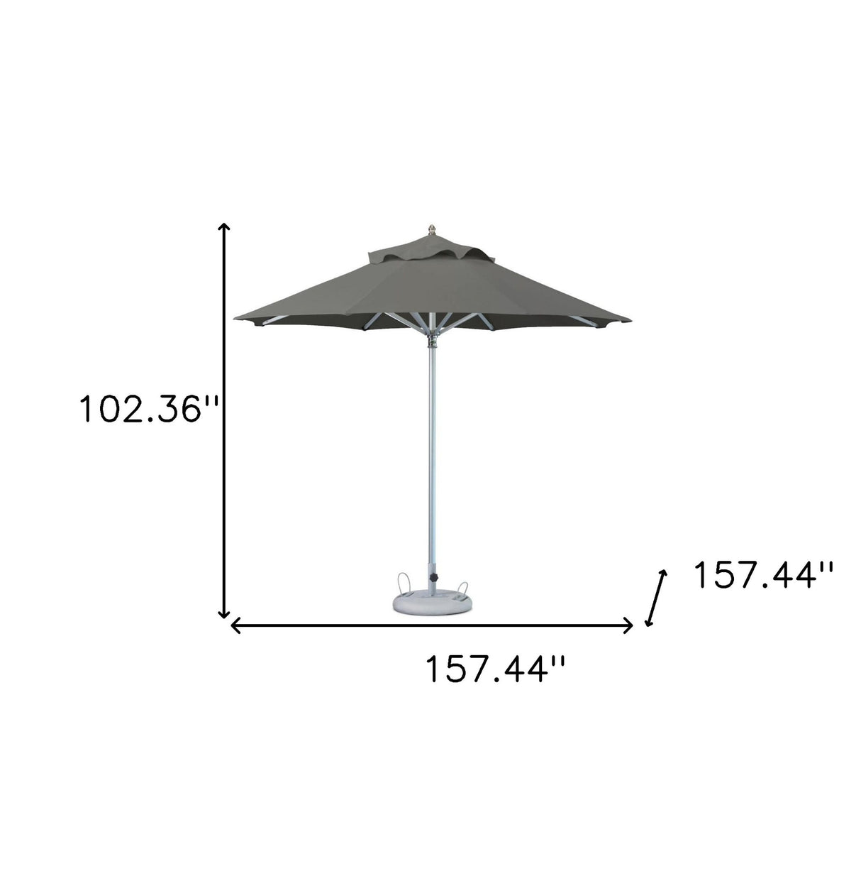 13' Charcoal Polyester Round Market Patio Umbrella