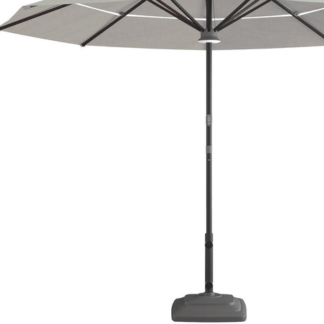 11' Gray Sunbrella Octagonal Lighted Market Smart Patio Umbrella