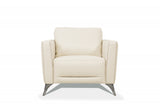 35" Cream Genuine Leather And Black Arm Chair
