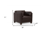 36" Chocolate Genuine Leather And Black Arm Chair