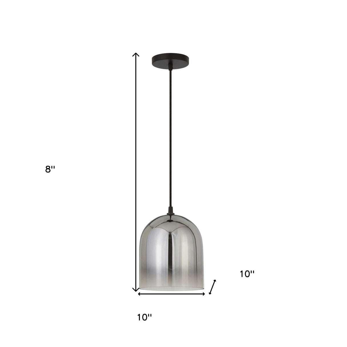 10" Gray Smoked Glass  Bell Shape Ceiling Light