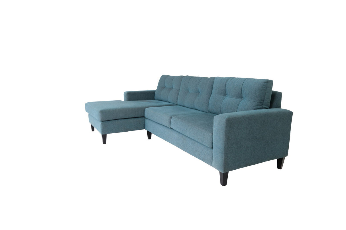 Blue Polyester Blend Stationary L Shaped Two Piece Corner Sectional