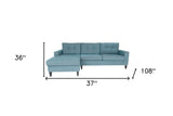 Blue Polyester Blend Stationary L Shaped Two Piece Corner Sectional