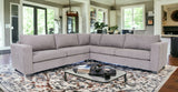 Gray Polyester Blend L Shaped Three Piece Sectional