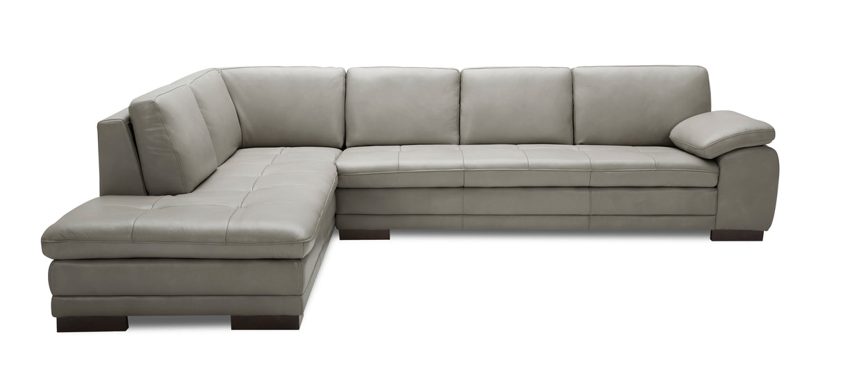 625 Italian Leather Sectional Grey in Left Hand Facing