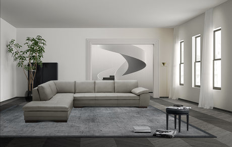 625 Italian Leather Sectional Grey in Left Hand Facing