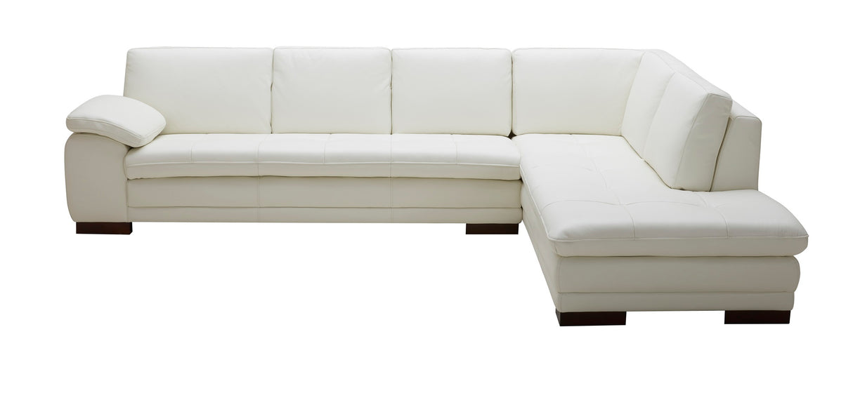 625 Italian Leather Sectional White in Right Hand Facing