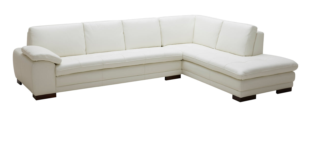 625 Italian Leather Sectional White in Right Hand Facing