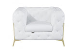 Modern Genuine Italian Leather Upholstered Sofa and Two Chairs  in White