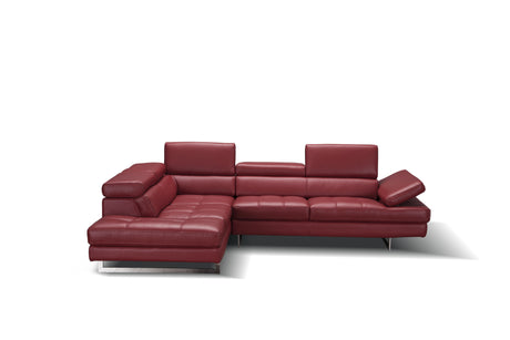 A761 Italian Leather Sectional Red In Left hand Facing