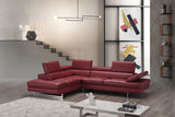 A761 Italian Leather Sectional Red In Left hand Facing