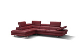 A761 Italian Leather Sectional Red In Left hand Facing