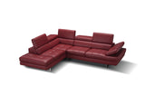 A761 Italian Leather Sectional Red In Left hand Facing