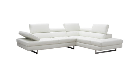 A761 Italian Leather Sectional White In Right Hand Facing