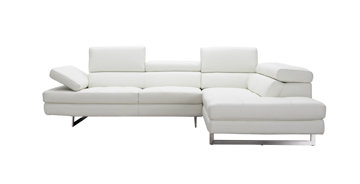 A761 Italian Leather Sectional White In Right Hand Facing