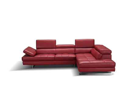 A761 Italian Leather Sectional Red In Right hand Facing