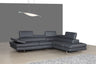 A761 Italian Leather Sectional Slate Grey In Right Hand Facing