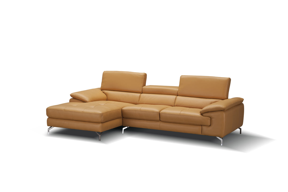 A973B Premium Italian Leather Sectional Left Facing Chaise in Freesia