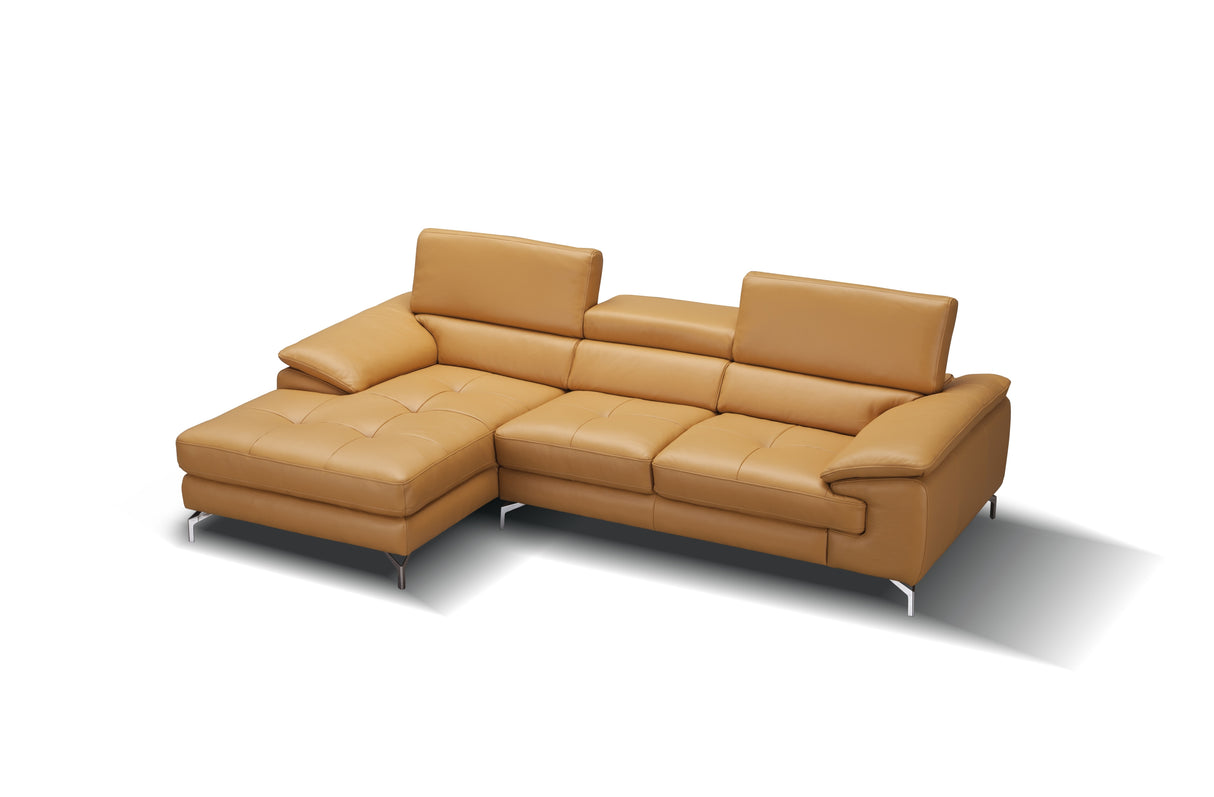 A973B Premium Italian Leather Sectional Left Facing Chaise in Freesia