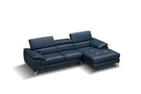 A973B Premium Italian Leather Sectional Right Facing Chaise in Blue