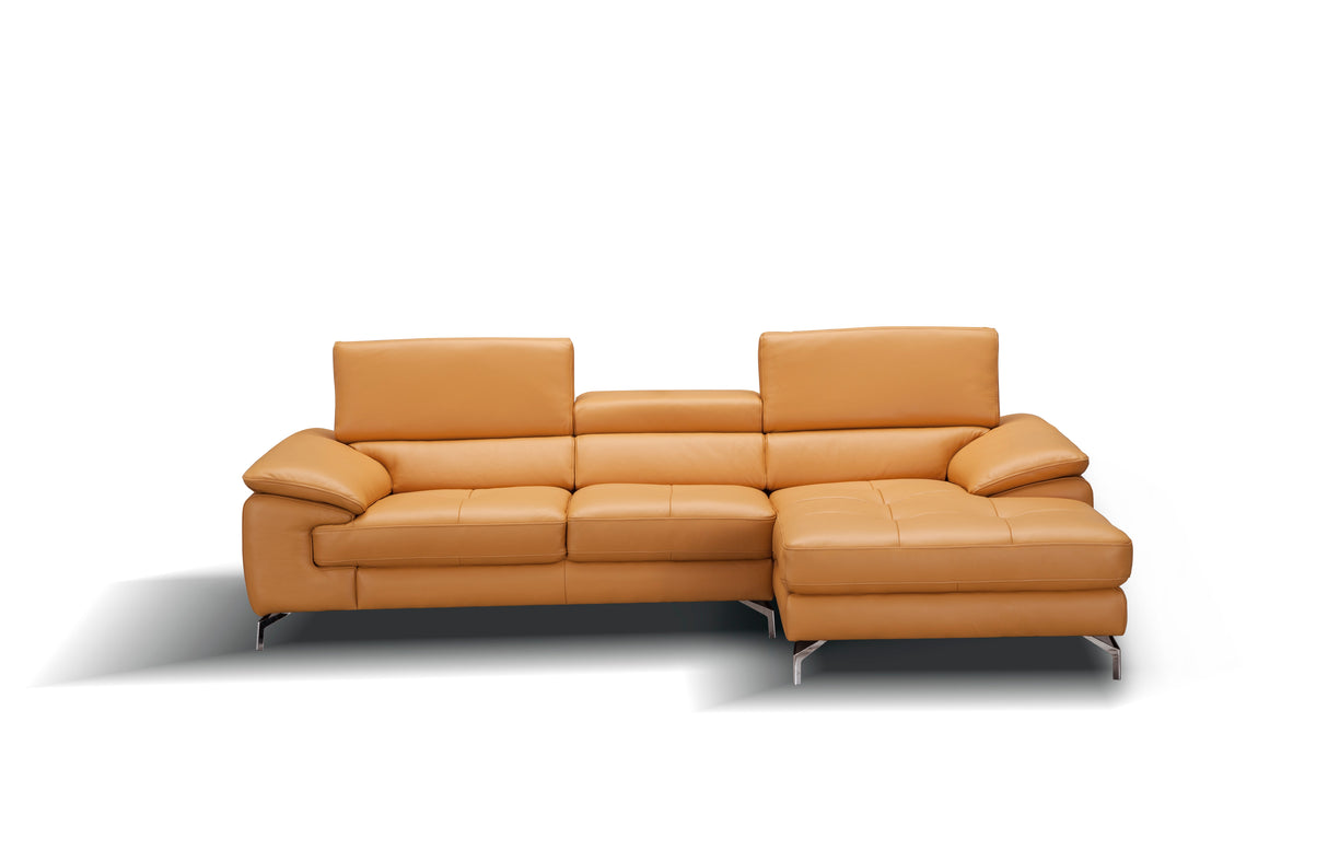 A973B Premium Italian Leather Sectional Right Facing Chaise in Freesia