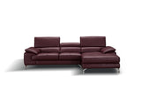 A973B Premium Italian Leather Sectional Right Facing Chaise in Maroon