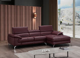 A973B Premium Italian Leather Sectional Right Facing Chaise in Maroon