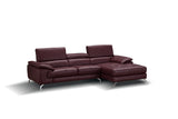 A973B Premium Italian Leather Sectional Right Facing Chaise in Maroon